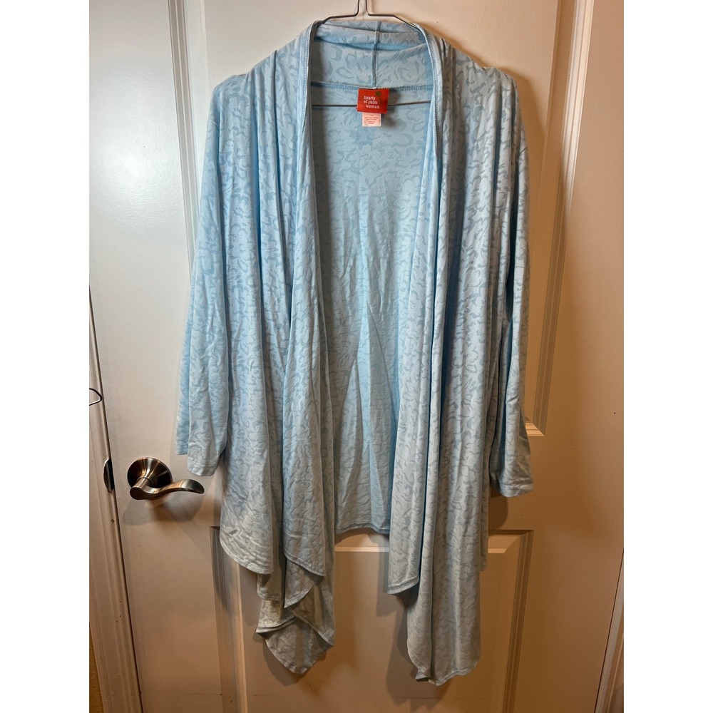 Hearts of Palm Woman Cardigan Draped Open Front Light Blue 1X